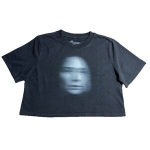 Peso Pluma T Shirt L Black Blur Crop La Doble P World Club Tour Merch NEW *flaws